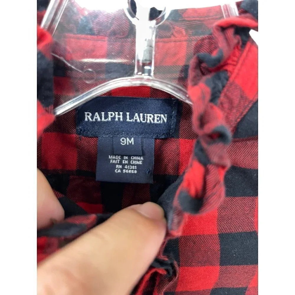 Ralph Lauren dress Size 9 Months Red And black Buffalo Check